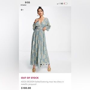 ASOS Batwing Maxi Metallic Jacquard Dress